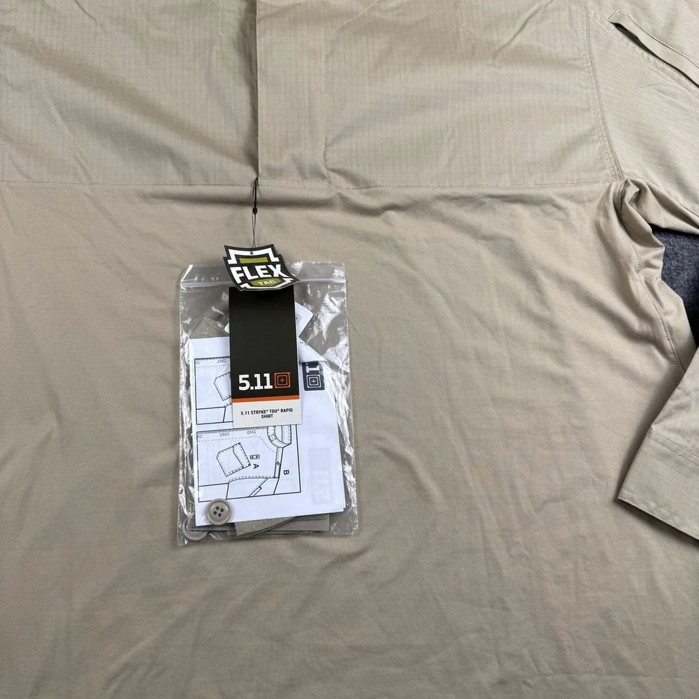 5.11 Tactical Shirt Mens XL Beige Stryke TDU Rapid LS Combat Military‎ Tactical